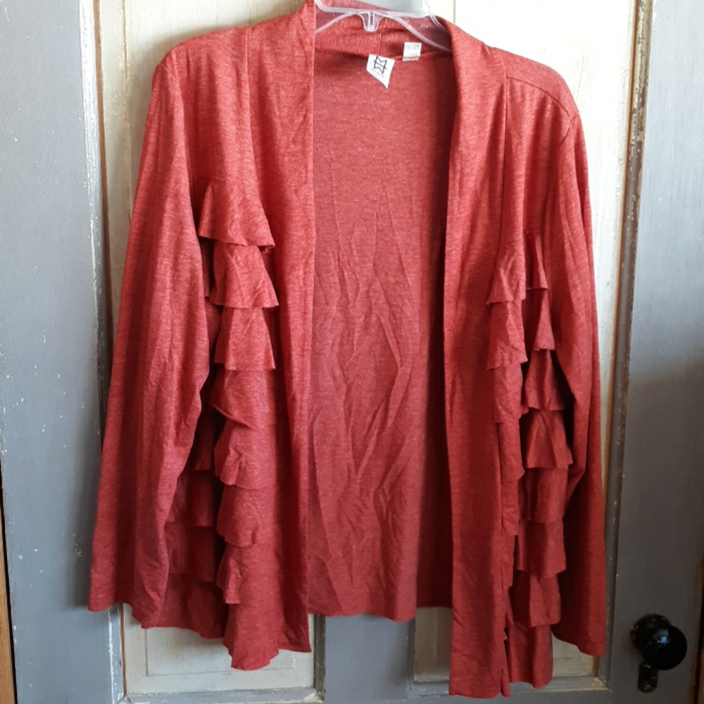 Marc Bouwer Open Style Ruffle Cardigan Orange